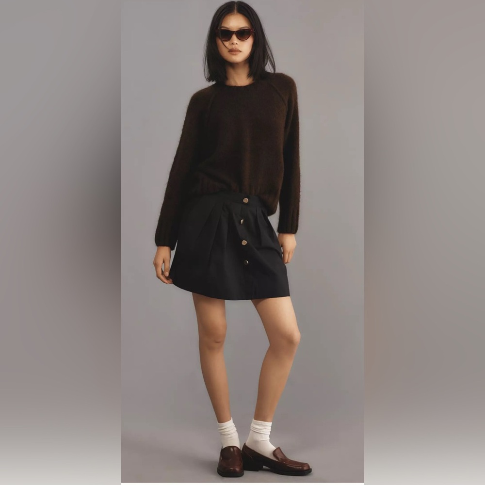 Anthropologie Button-Front Mini Skirt M
